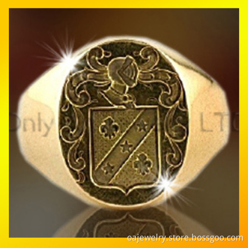 18k Gold Plated Signet Silver Ring/Sivler Band